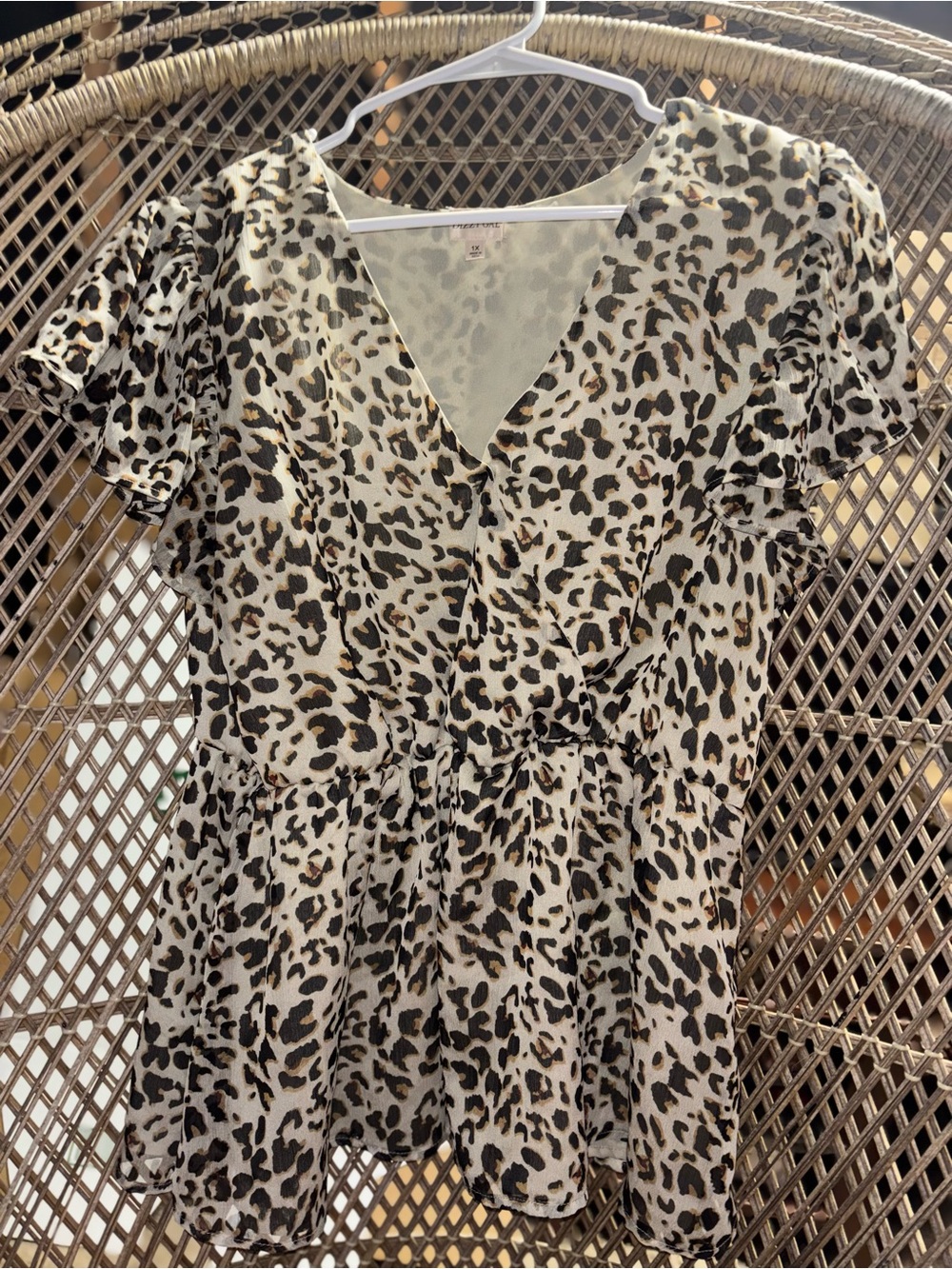 Dizzy Cream and Black Leopard Print Wrap Blouse